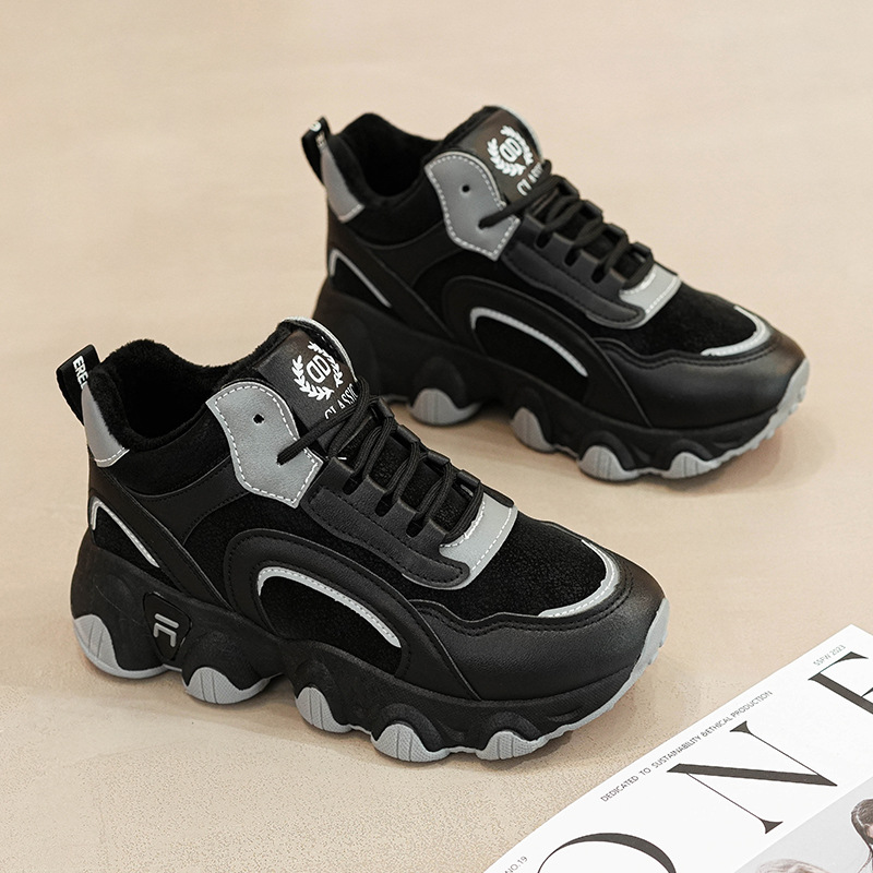 Women's winter thick soled height increasing fashionable anti slip casual shoes
