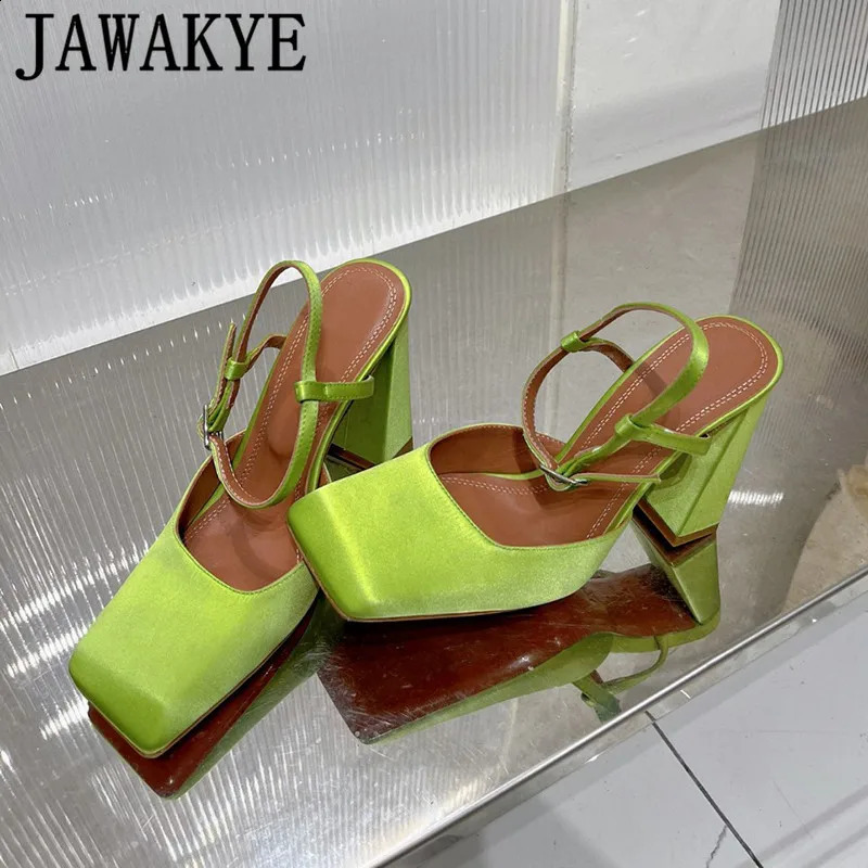 2024 Spring Shoe Square New Toe Block Heel Multicolor Sgbac Formal Ladies Evening Party Dress Shoes 240828