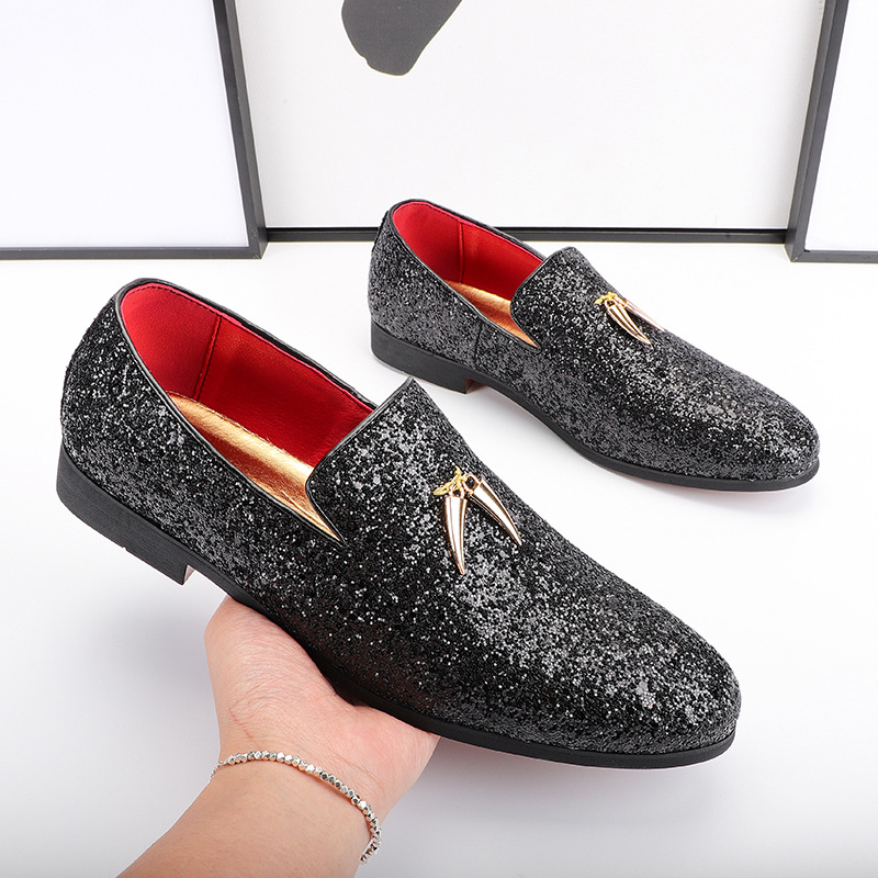 2025 new Casual Men's Shoes Men Fashion Sequins Bg Glitter Party Wedding Flats Mens Light Comfortable Driving Loafers Moccasins d19b s