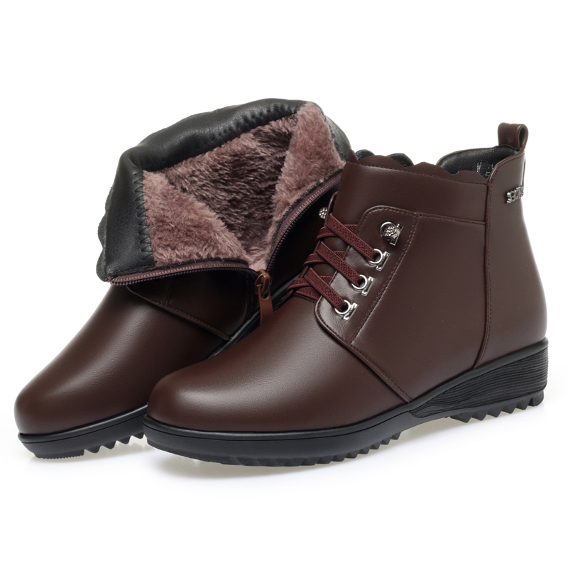 AIYUQI Women Winter Boots Genuine Leather 2024 New Lace-up Women Wool Boots Non-slip Plus Size Women Snow Boots