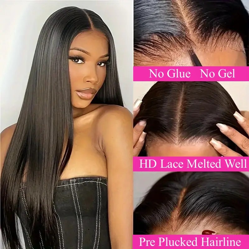 6X4 Wear Pre-Cut Ready To Go Glueless Wigs Straight Lace Front Human Hair Wig For Women