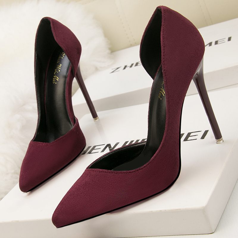 2023 New Woman Pumps Suede Women Heels Stiletto Fashion Office Shoes Pumps Sexy High Heels 10 Cm Ladies Shoes Women's Pumps
