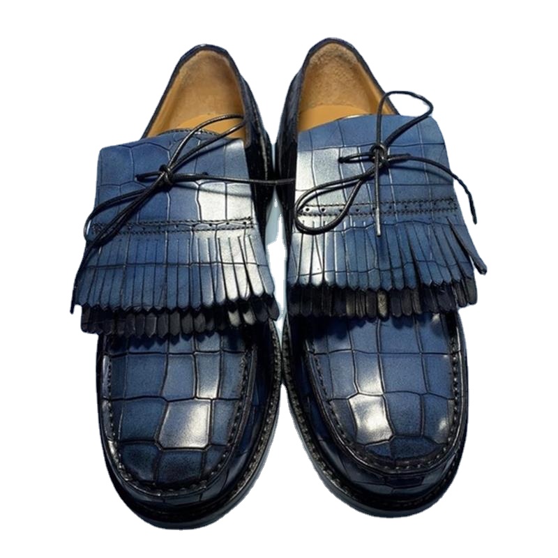 Men's handmade PU solid color fashion trend all-match business classic tassel round toe low-heel casual shoes ZQ0323