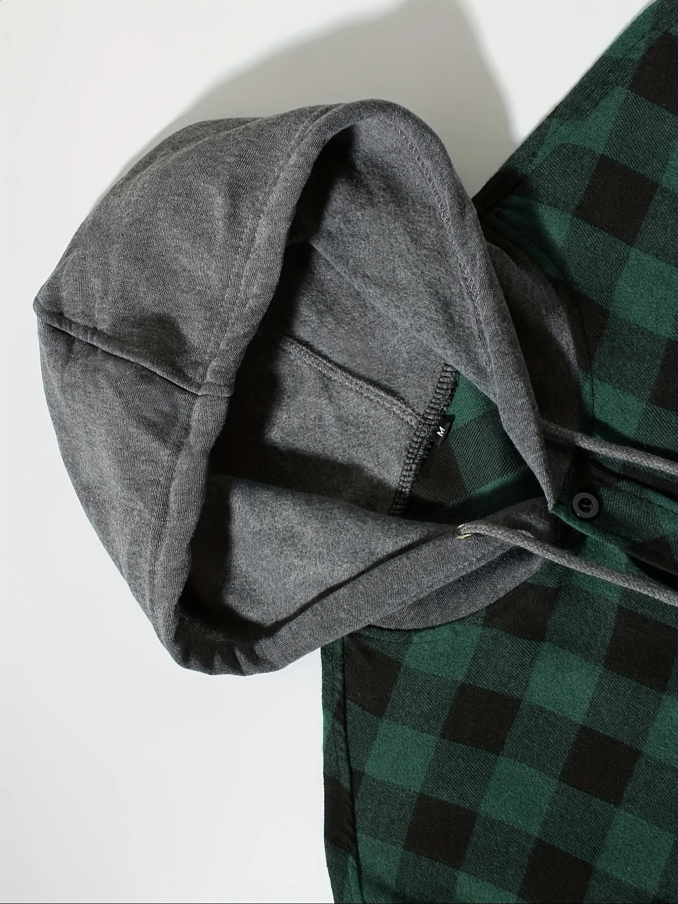 Coat Spring and Autumn Mens Loose Plaid Hooded Shirt Large Size Fashion Casual Long sleeved Shirt Street StyleS-3XL 240902 - view 7