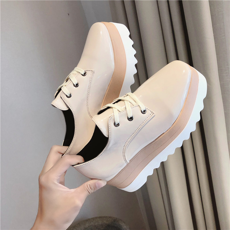 2025 NEW Fashion New Lace Up Platform PU Leather Women s Casual Height Increase cm Ladies Shoes British Style Women Pumps ffba