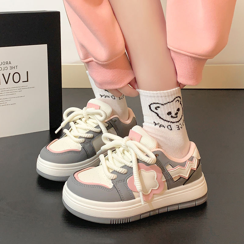 Women's Star Print Chunky Sneakers: Versatile Sports Shoes with Thick Sole e638