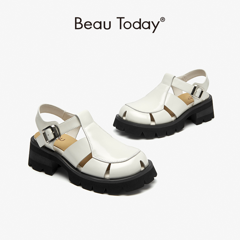 Platform BeauToday Sandals Women Buckle Strap Genuine Leather Sgback Round Toe New Casual Outdoor Summer Ladies Shoes 38204 207d
