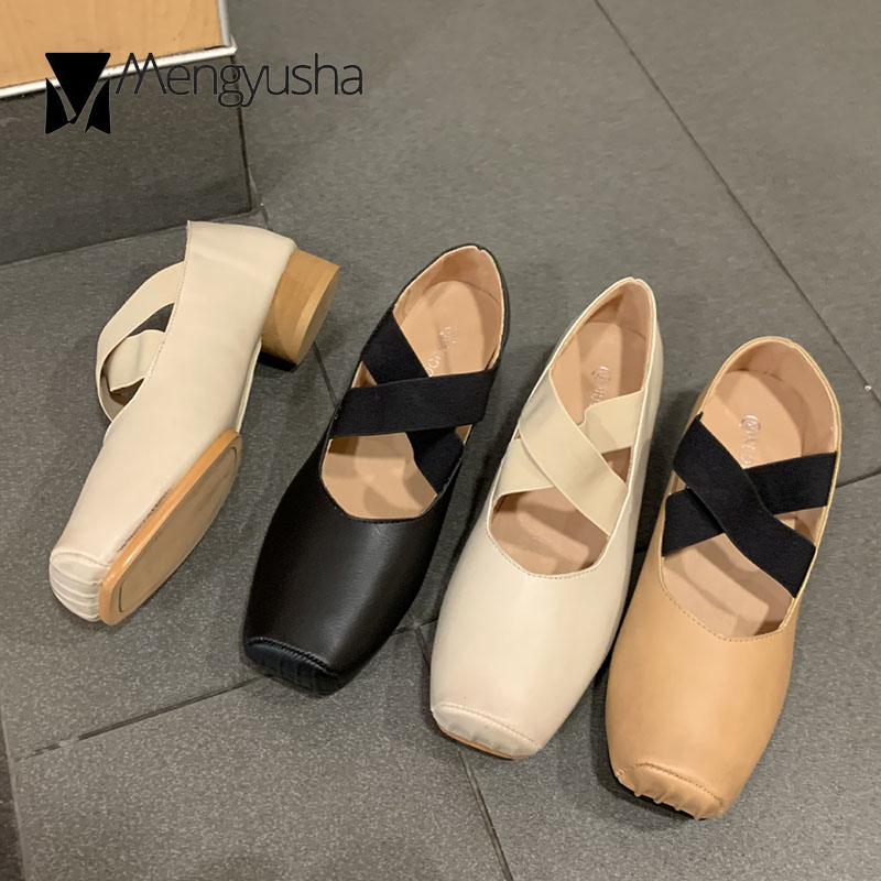 2023 Cross 2adc0 Elastic band ballet flats woman designer for women heels loafers retro square toe grandma shoes femme moccasins