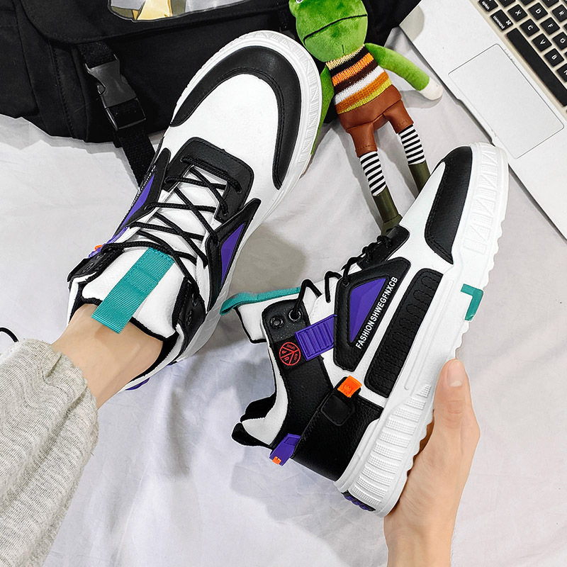 Men Fashion Designer High Top Lace Up Leather Mens Shoes Autumn Winter New Trendy Platform Male Sneakers Skateboard 9c6b s