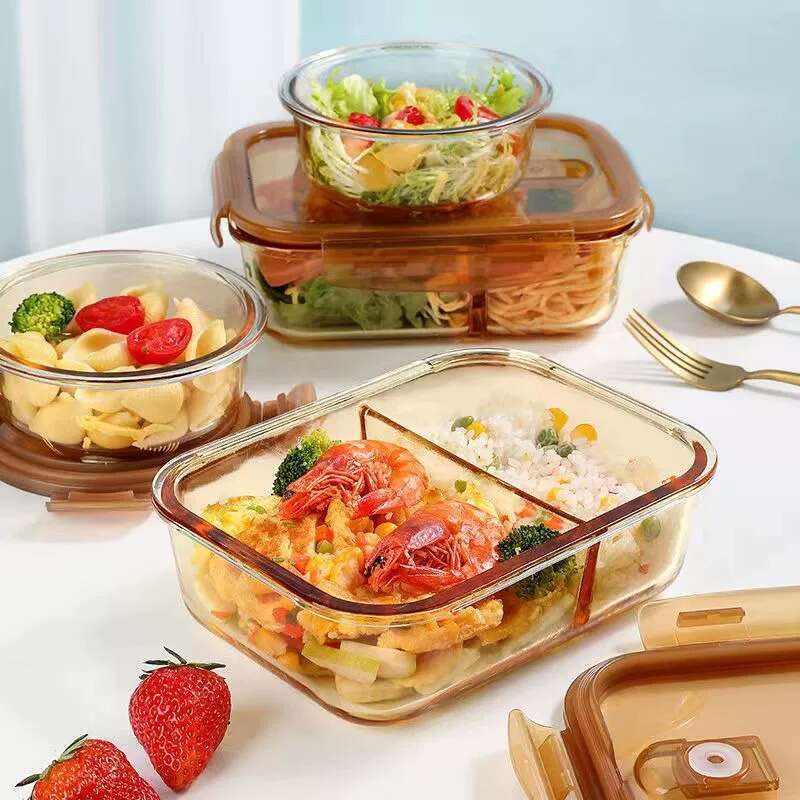 Rectangular glass preservation adult office worker specific bowl, bento box, household student lunch box