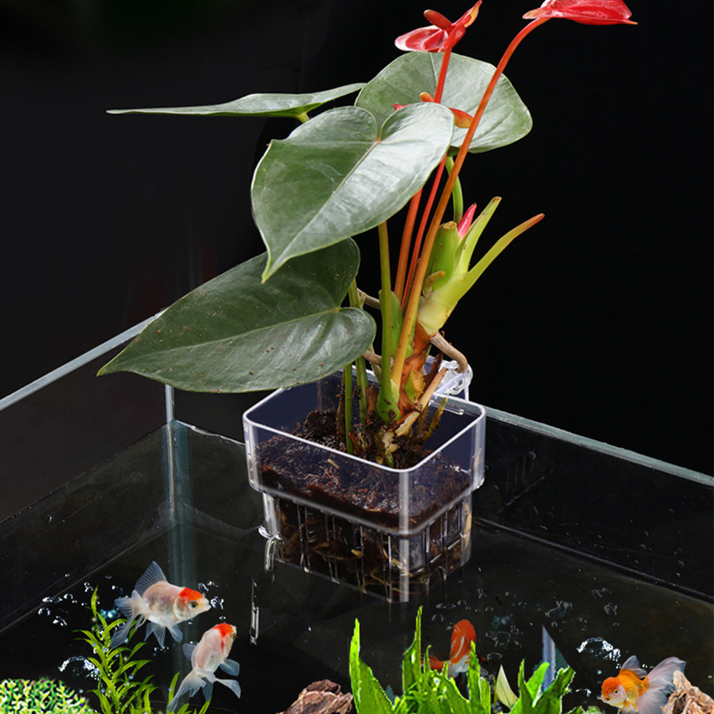 Aquarium Water Plant Holder Hanging Aquarium Planter Cups Plant Basket Aquatic Plant Plastic Pot Cultivation Basin For Fish Tank