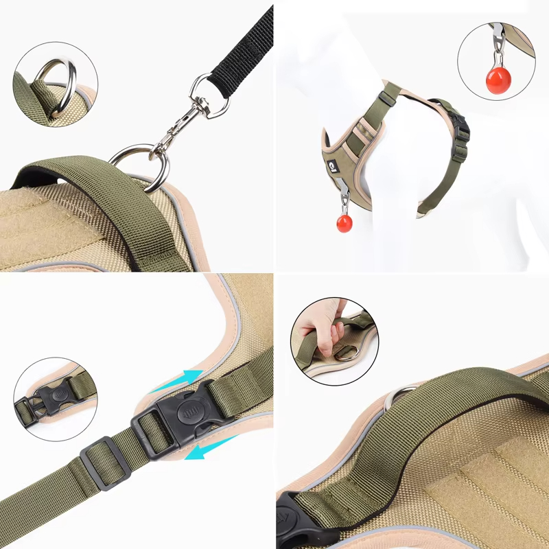 2025 new Pull Pet Harness 2 Leash Clips Adjustable Reflective No Choke Dog Vest with Easy Control Handle for Small Medium and Large Dogs CH2