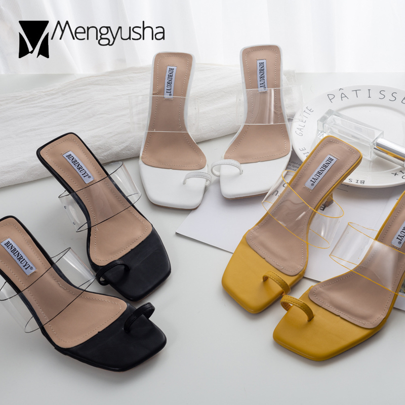 2025 new Toe Clip Transparent Sandals Women Stiletto Heels Slippers Thin High Heel Flipps Clear Sandalias Wedges Shoes Jelly Sandales