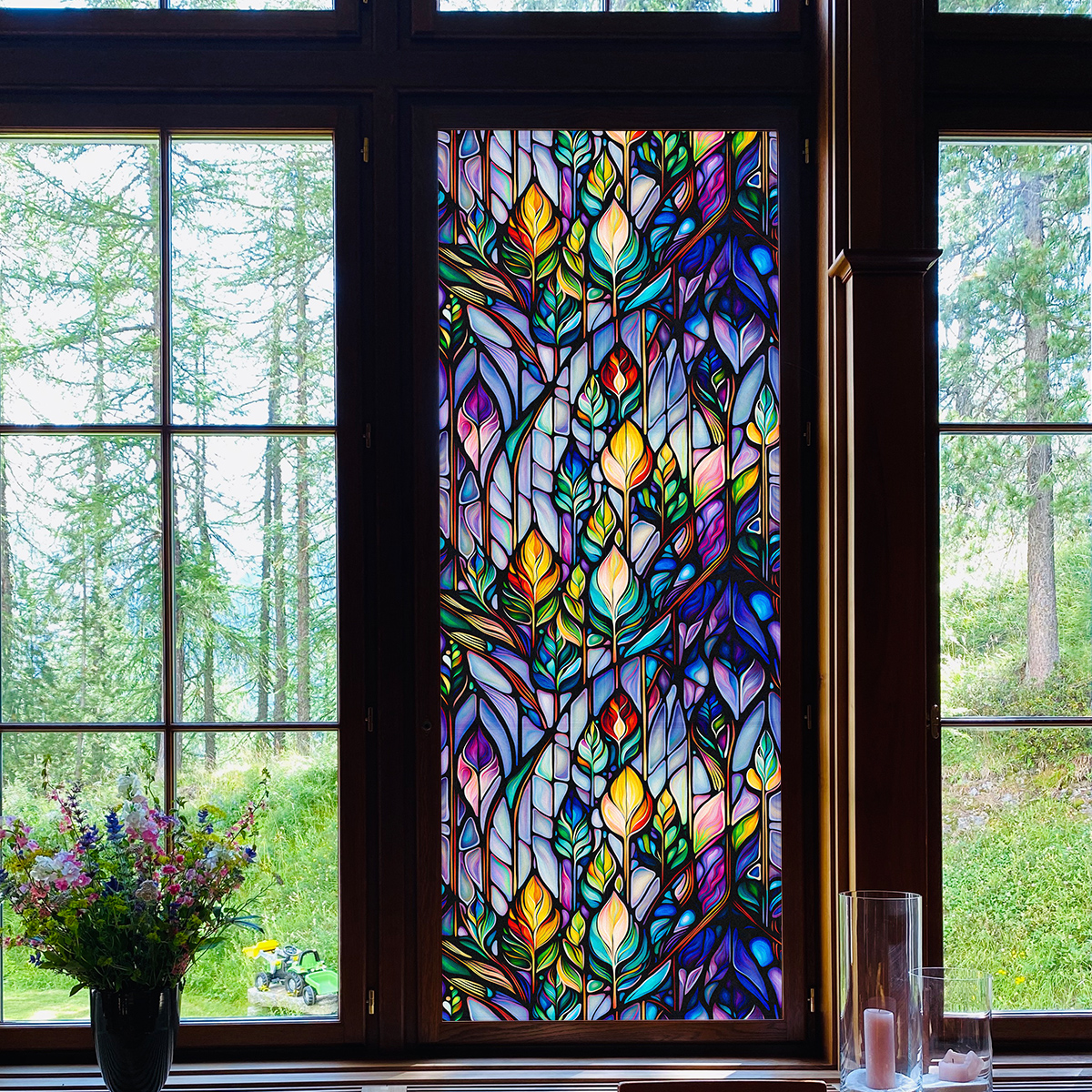 Floral Retro Design Patterned Frosted Glass Panel - Perfect for DIY Interior Decorations