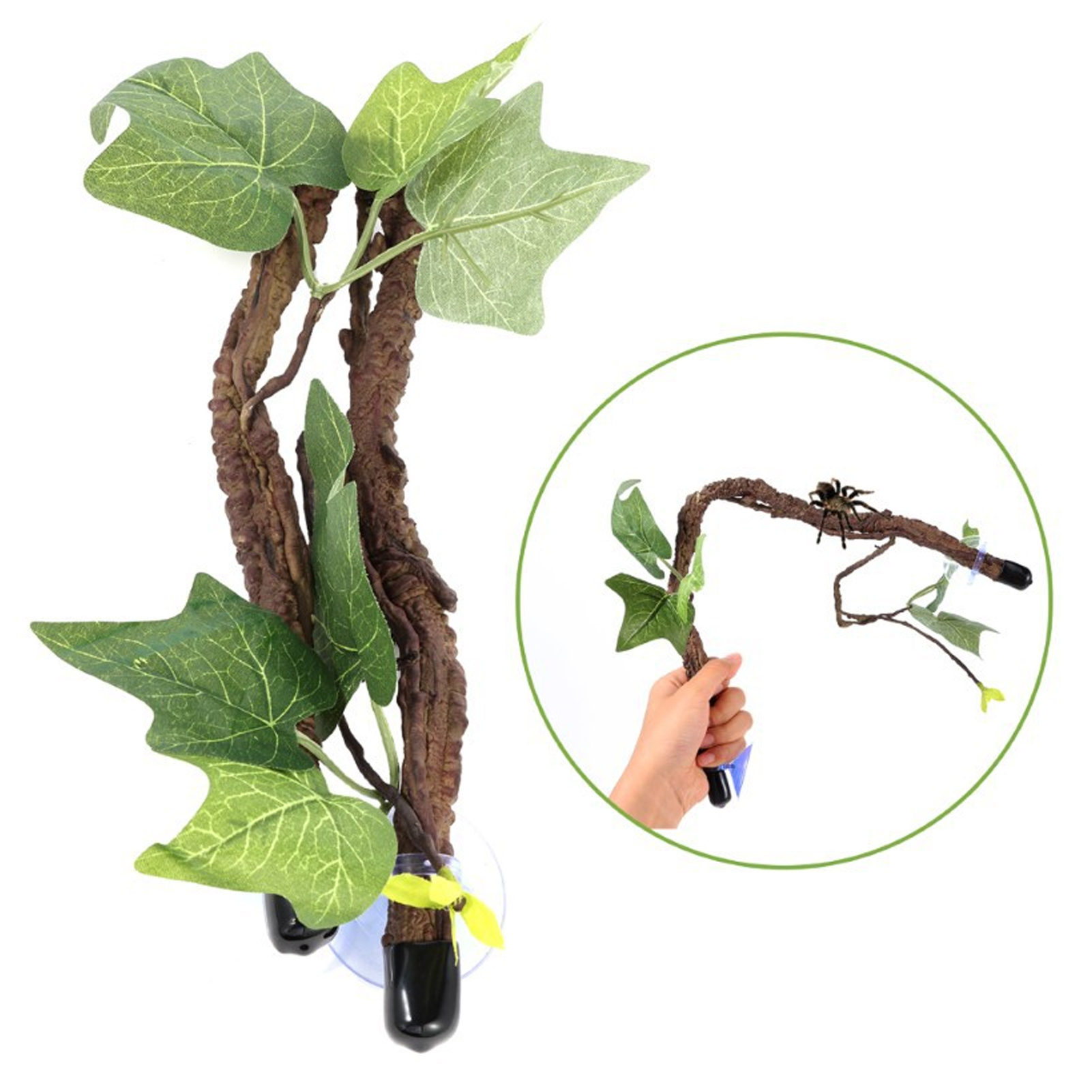 2pcs Reptile Corner Branch Terrarium Plant Decoration With Suction Cups For Amphibian Lizard Snake Climbing