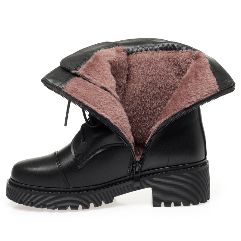 AIYUQI Women Short Boots Winter Large Size Wool Warm Women Ankle Boots British Style Non-slip Genuine Leather Women Snow Boots
