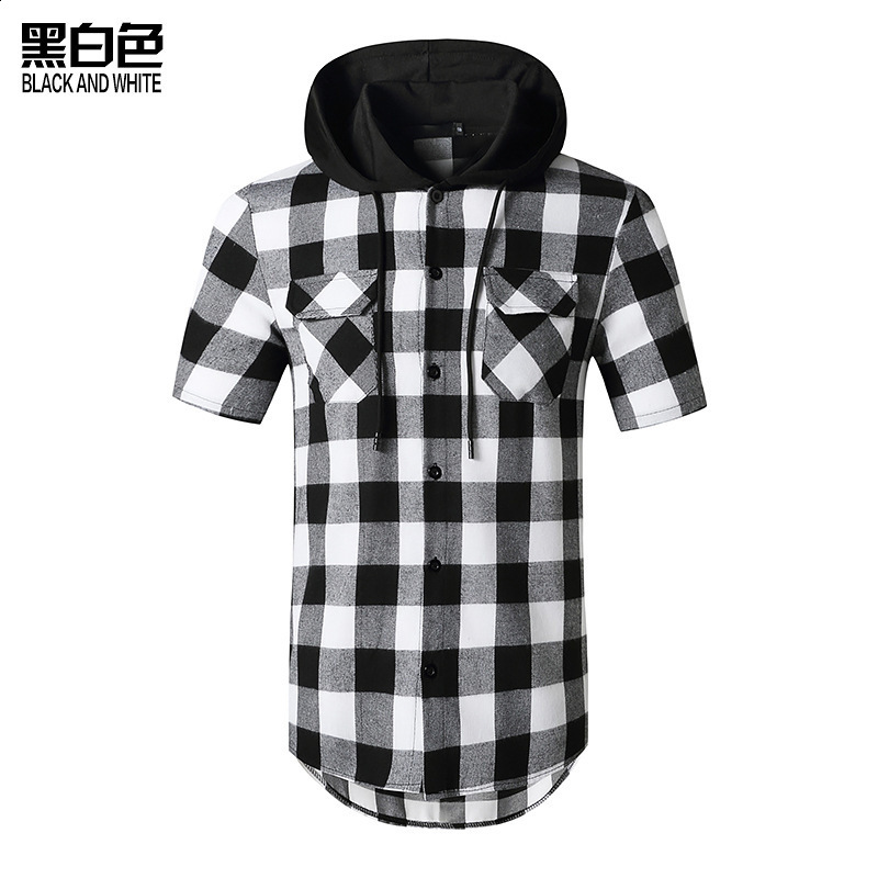 new mens hooded cardigan short sleeved shirt mens British style youth casual mens shirt 220322