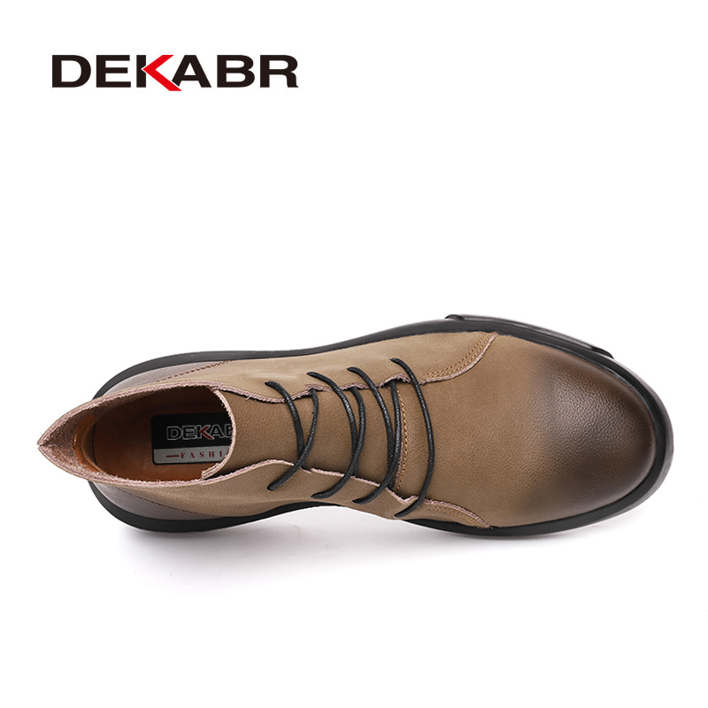 DEKABR Fashion Autumn Winter Genuine Handmade Ankle Boots Outdoor Waterproof Men Business Banquet Leather Boot 735d