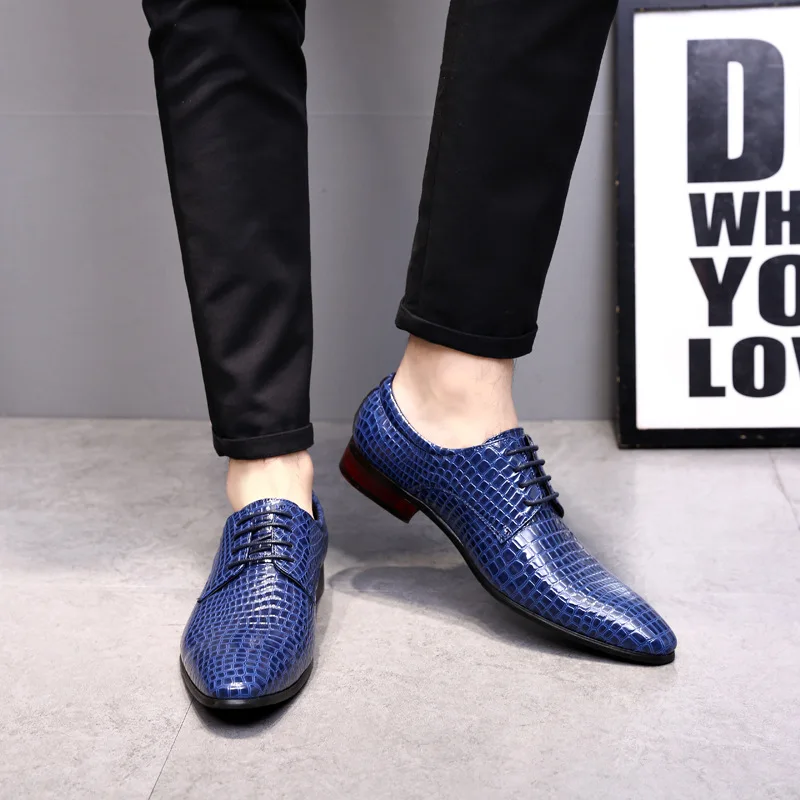 Grain Mens Dress Shoes Slip-On Oxfords Leather Shoes Pointed Toe Formal Business Shoes Plus Size Casual Flats K260328
