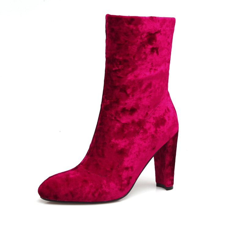 Footwear Warm Winter Women Veet Booties Thin High Heels Platform Short Boots Plush Fur Zipper Snow Botas Female Wedding Shoes c065