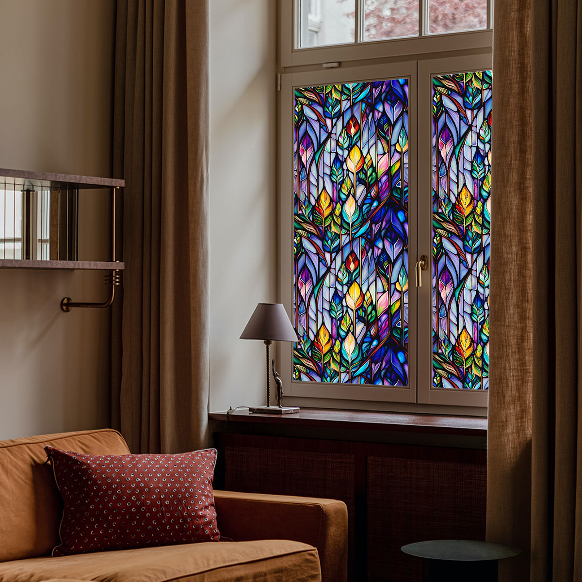 Floral Retro Design Patterned Frosted Glass Panel - Perfect for DIY Interior Decorations