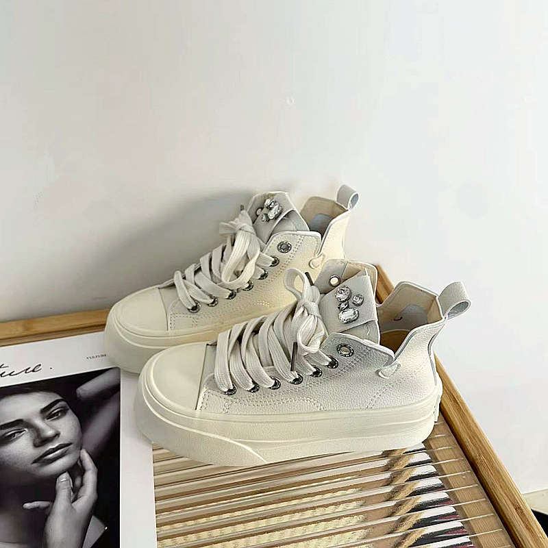 Women's Korean High Top Pink Thick Soled Canvas Shoes