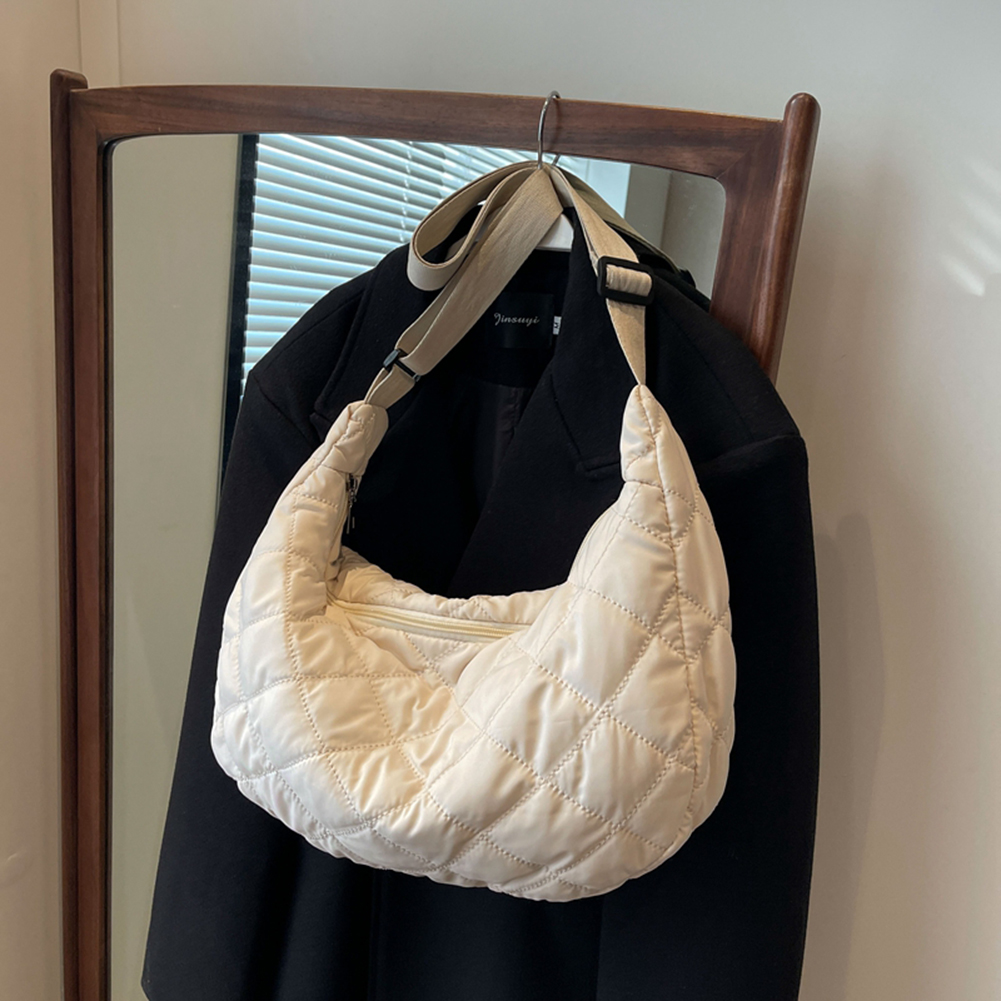 Women Padded Quilted Dumpling Bag Bubbles Shoulder Bag Large Capacity Tote Bag Solid Crossbody Bag Winter Student Satchel Bag
