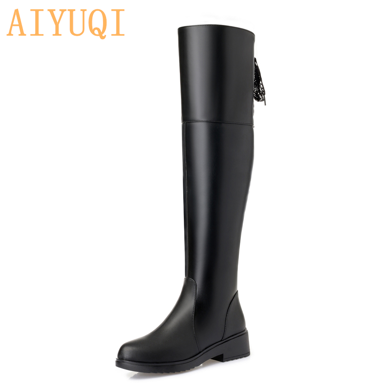 AIYUQI Women Boots 2024 New Genuine Leather Women Thigh High Boots Fashion Over The Knee Boot Motorcycle Boots Women Shoes