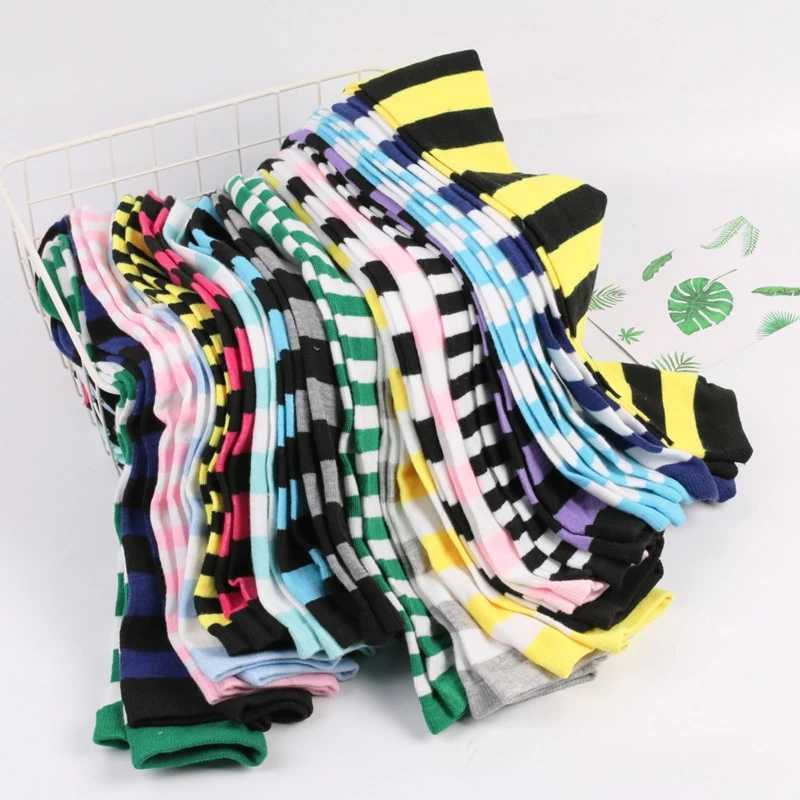 Socks Hosiery Colored Striped Stockings Fem-boyish Outfits Anime Long Stockings Fem-boy Cosplay Thigh High Socks With Print Fem-boyish Clothes Y240833