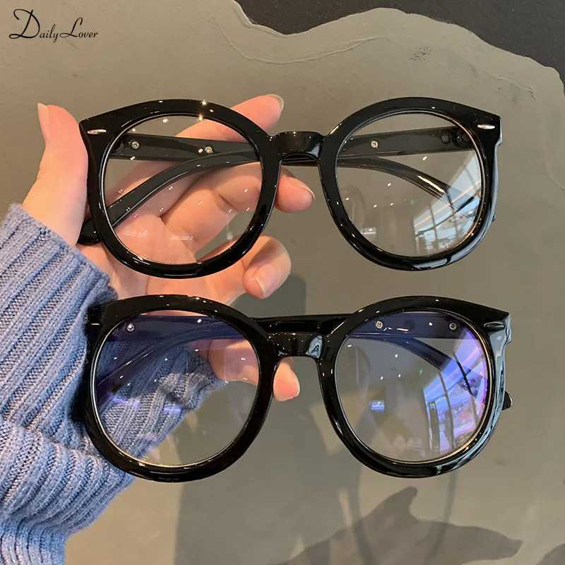 Retro round large frame regular glasses candy colored thick frame glasses mens fashion blue light blocking glasses M240902