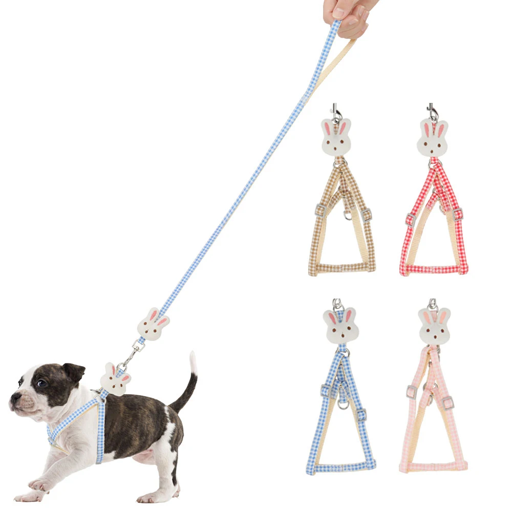 Small Dog Harness and Leash Set,bunny Decoration Safe Pet Dog Vest for Puppy Adjustable Chest Belt，Step-in Harness for Puppy Cat