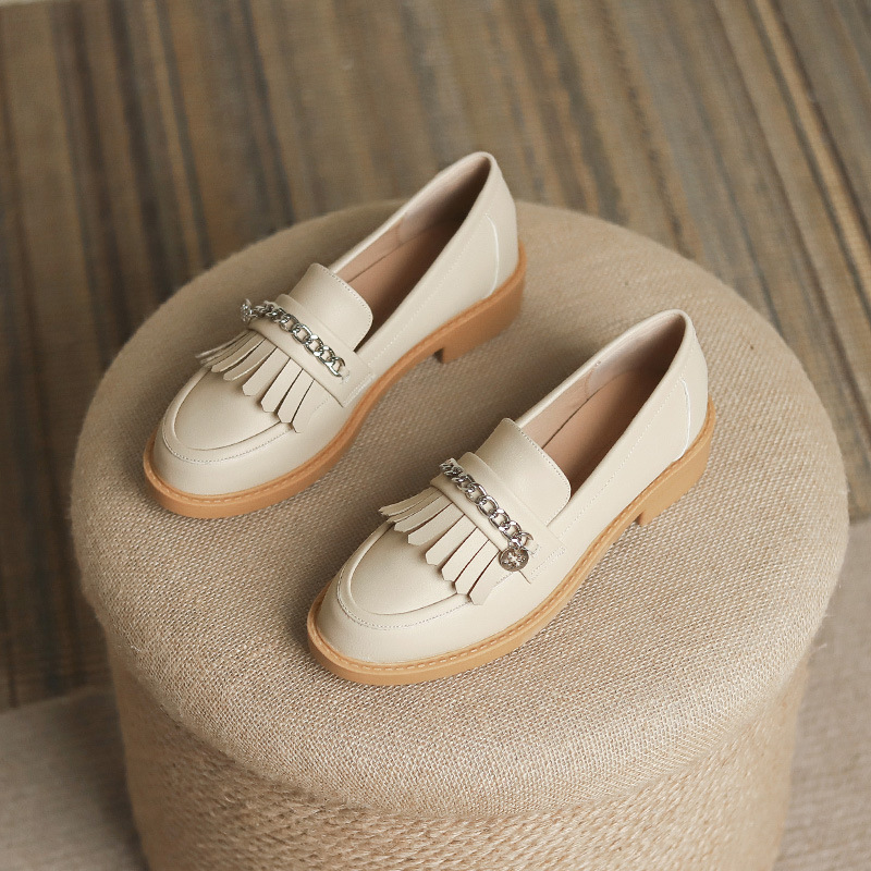 9afa5 new oxford designer chains flats woman fringe small leather shoes metal decoration brogues slip on loafers women