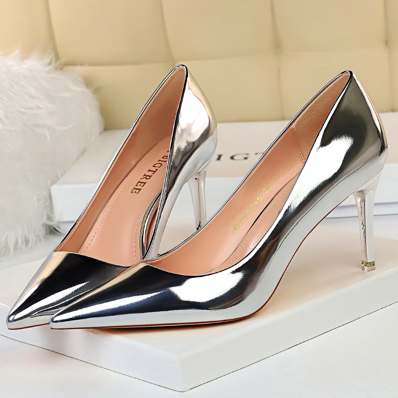 BIGTREE Shoes 2023 Sexy Kitten Heels Women Pumps Patent Leather Stiletto Heels Women Wedding Shoes Female Pumps Plus Size 43