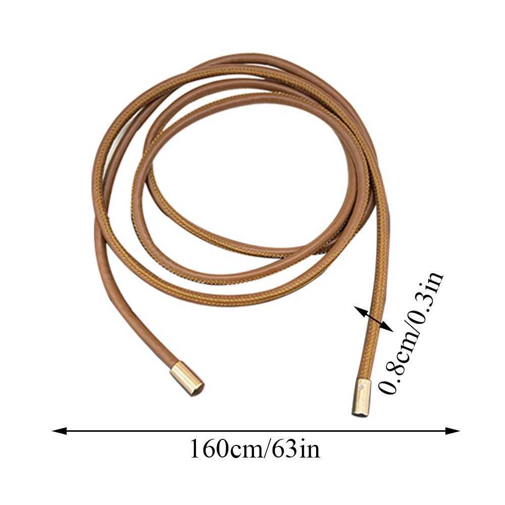 New dress jacket with decorative tray and thin waist belt suitable for plain color PU leather ultra-thin belt retro bow long waist chain X250410