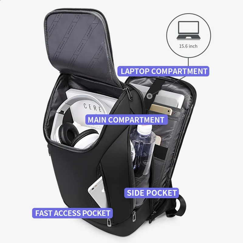 BANGE waterproof multi purpose laptop backpack 15 6 inch USB charging shock resistant business briefcase suitable for both men and women 240902