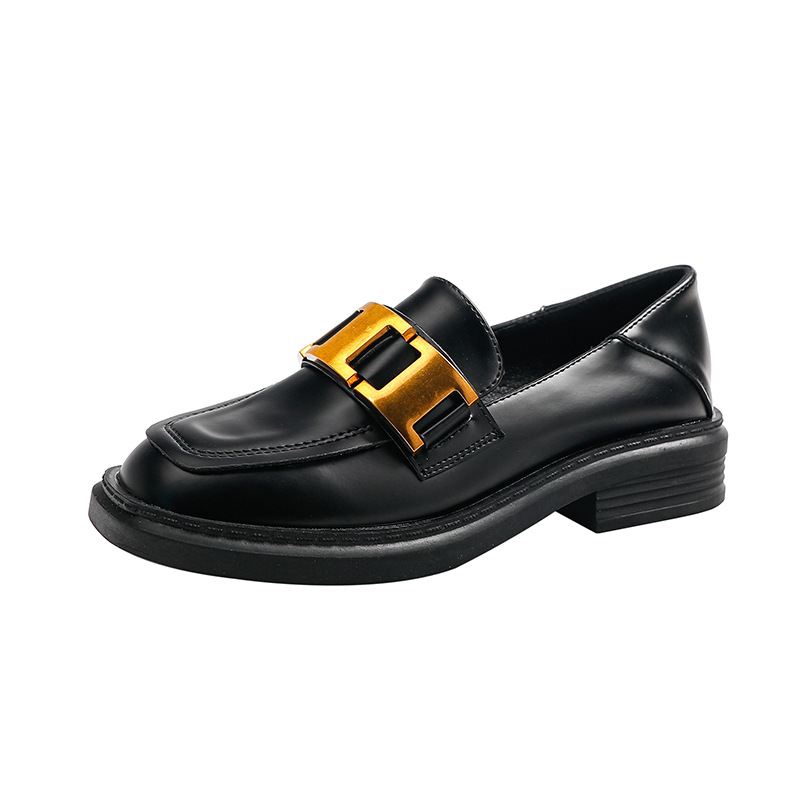 Plus Size 34-43 Oxford Shoes Woman Metal Chain Rubber Flats Platform Thicken Bottomed Loafers Femme Low Heels Sneakers Moccasins