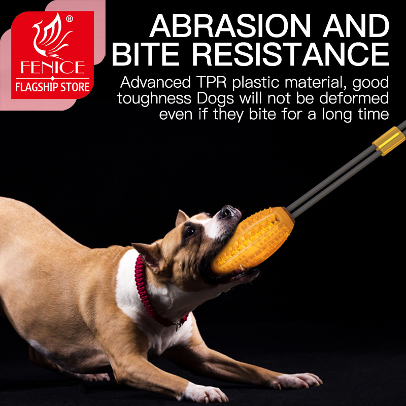 Fenice Pet Puppy Interactive Suction Double Dog Toys Push TPR Ball Toys Molar Bite Toy Elastic Ropes Dog Tooth Cleaning Chewing