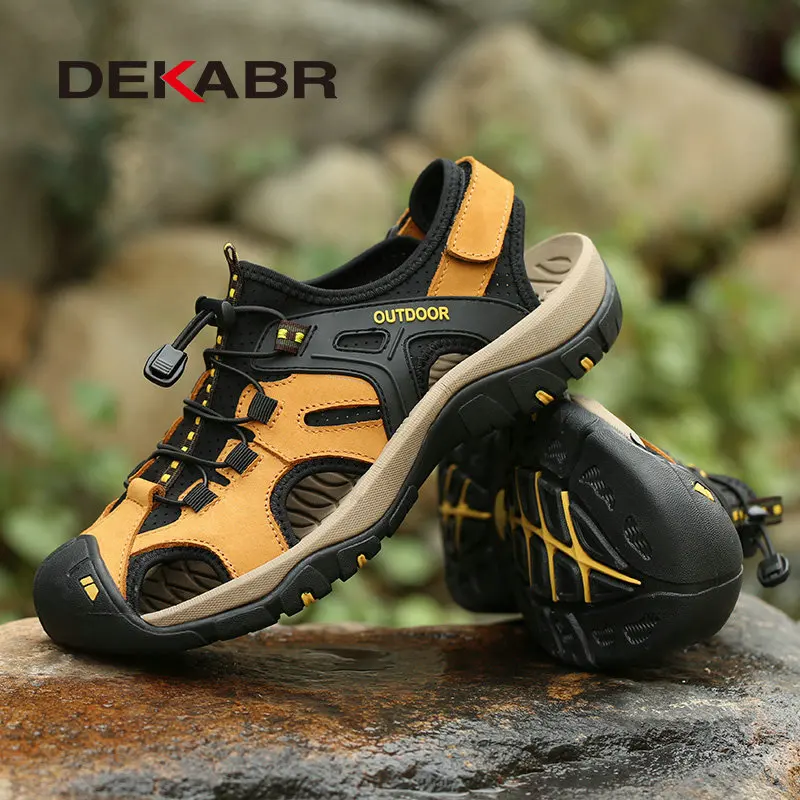 DEKABR New Summer Men's Outdoor Casual Shoes Genuine Leather Non-slip Sneakers Hihg Quality Men Beach Sandals 1188