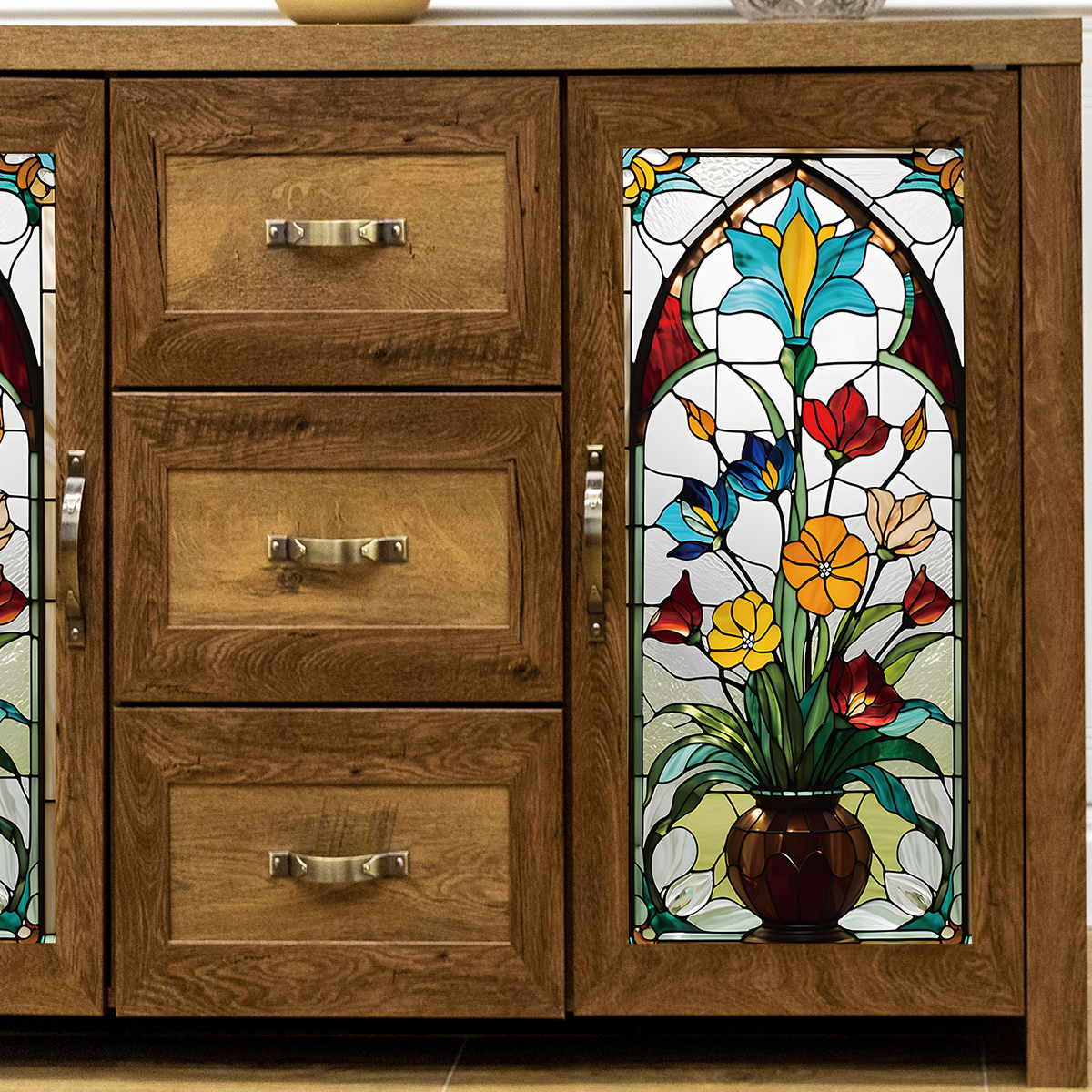 Vintage Style Flower-Patterned Frosted Glass Sheets Ideal for Crafts & Renovations