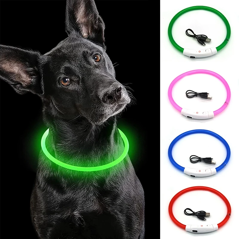 USB Rechargeable Led Light Collar Outdoor Dog Walking Loss Prevention Collar Detachable Glowing Pet Collar for Dog Dogs Products