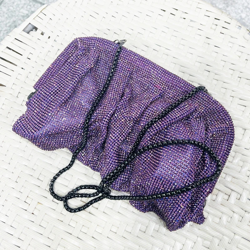 DHXJ Shell Clip Rhinestones Handbag For Women Purse Shiny Handmade Dia Shoulder Crossbody Evening Bag 240902