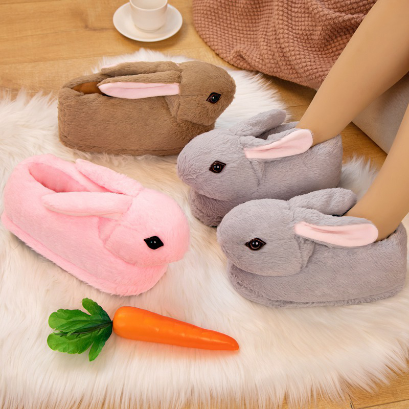 Cute Cartoon Rabbit All Inclusive Winter Warm Home Slippers Adult Girl Lady Plush Head Silent Indoor Floor Women Fun Slippers 789