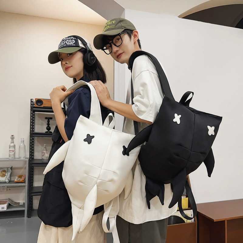 Funny Shark Backpack Female Casual Male Couple Class Shopping Outdoor Trendy Travel Small Backpack 240915