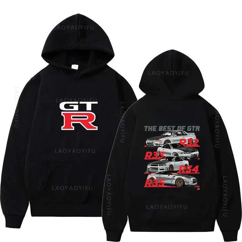 The first D GTR Skyline R34 pulley new hoodie and sweatshirt; Y2K Mens Autumn Basic Hoodie W250408