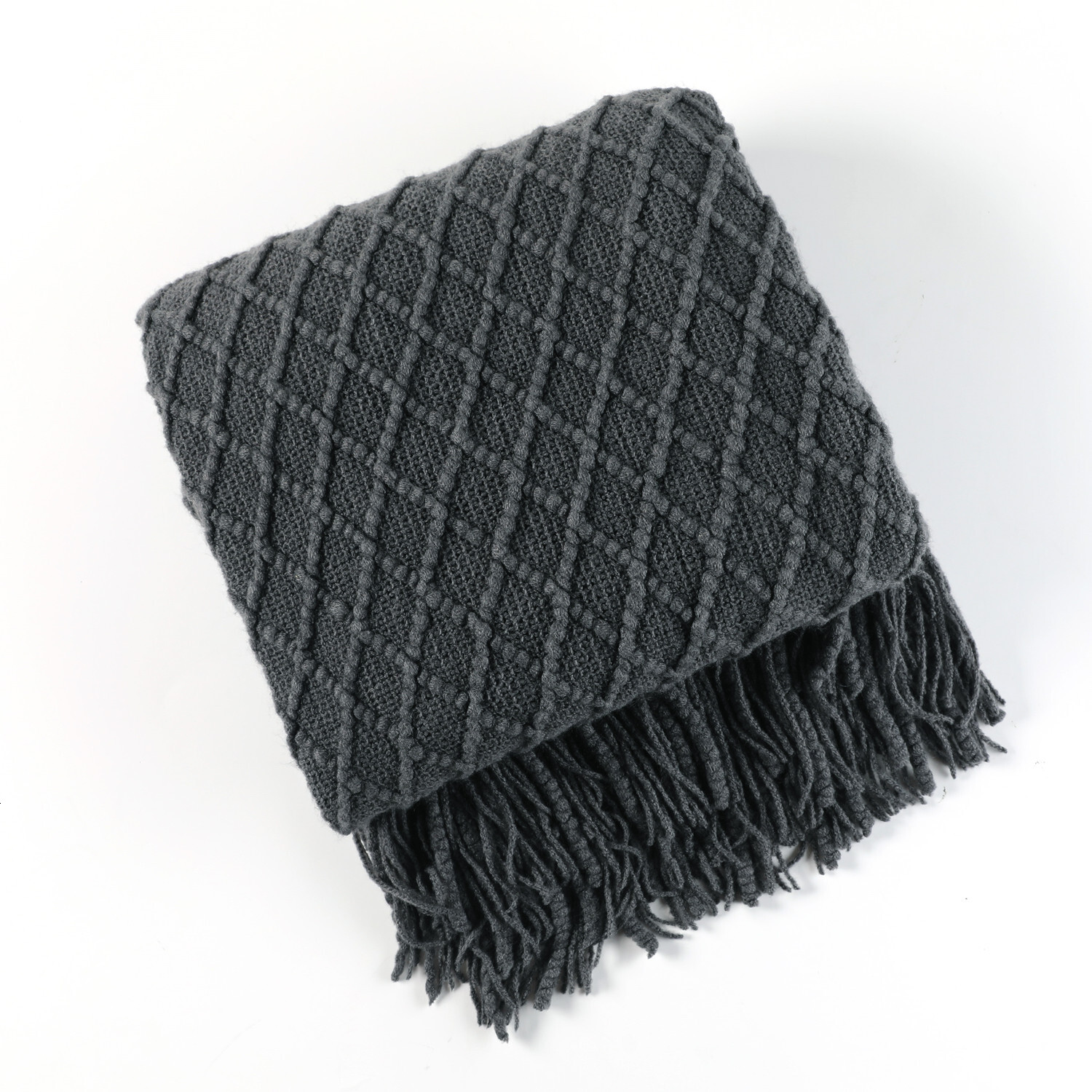 Nordic sofa cover knitted shawl tassel air conditioning blanket, bed towel, solid color summer cool blanket