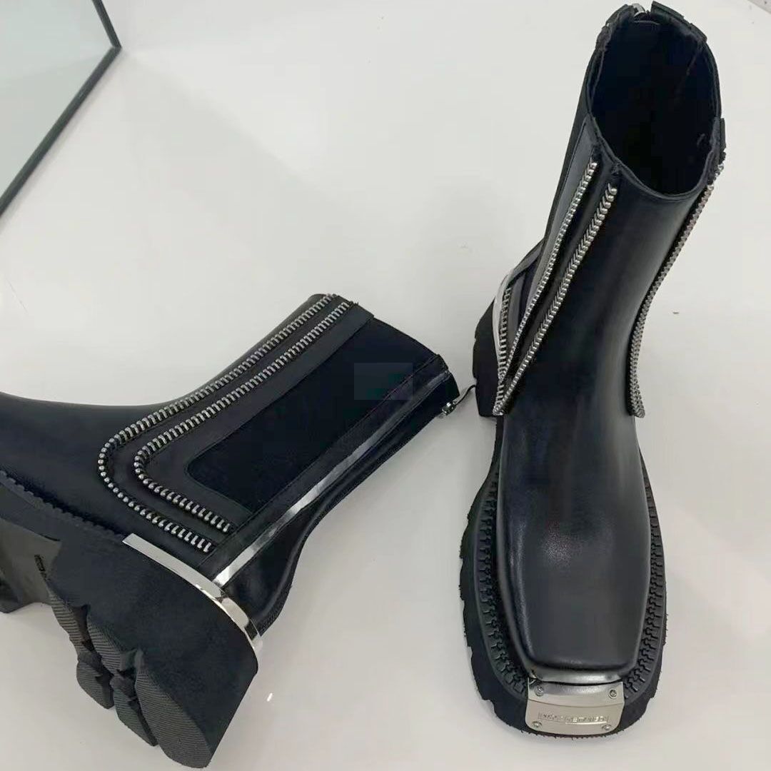 Thick Bottom Platform Women Ankle Boots Woman Shoes Zipper Fashion Female Designer Motorcycle Boot Casual Ladies Footwear 2023