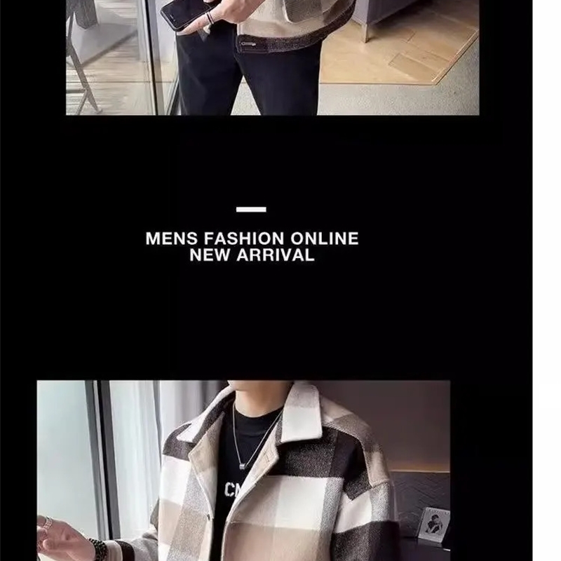 Woolenovercoat Mens Tailored Fashion Korean Loose Flat Jacket Casual Scene Fashion Youth Fashion Coat 240902