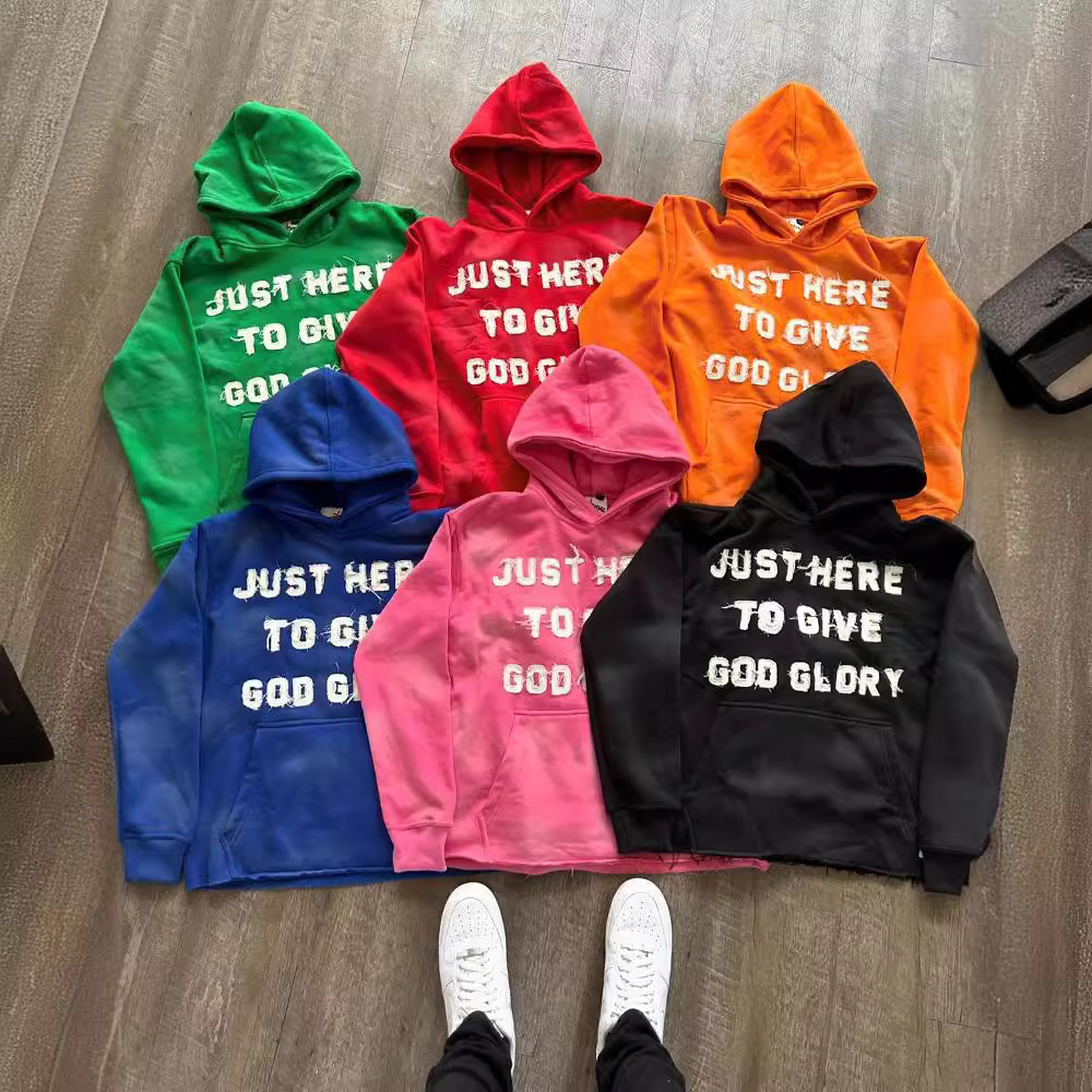 Men's Hoodies Wholesale Cross letter patch embroidered sports men and women millennium bug street hip hop cross-border fashion loose sweater hood