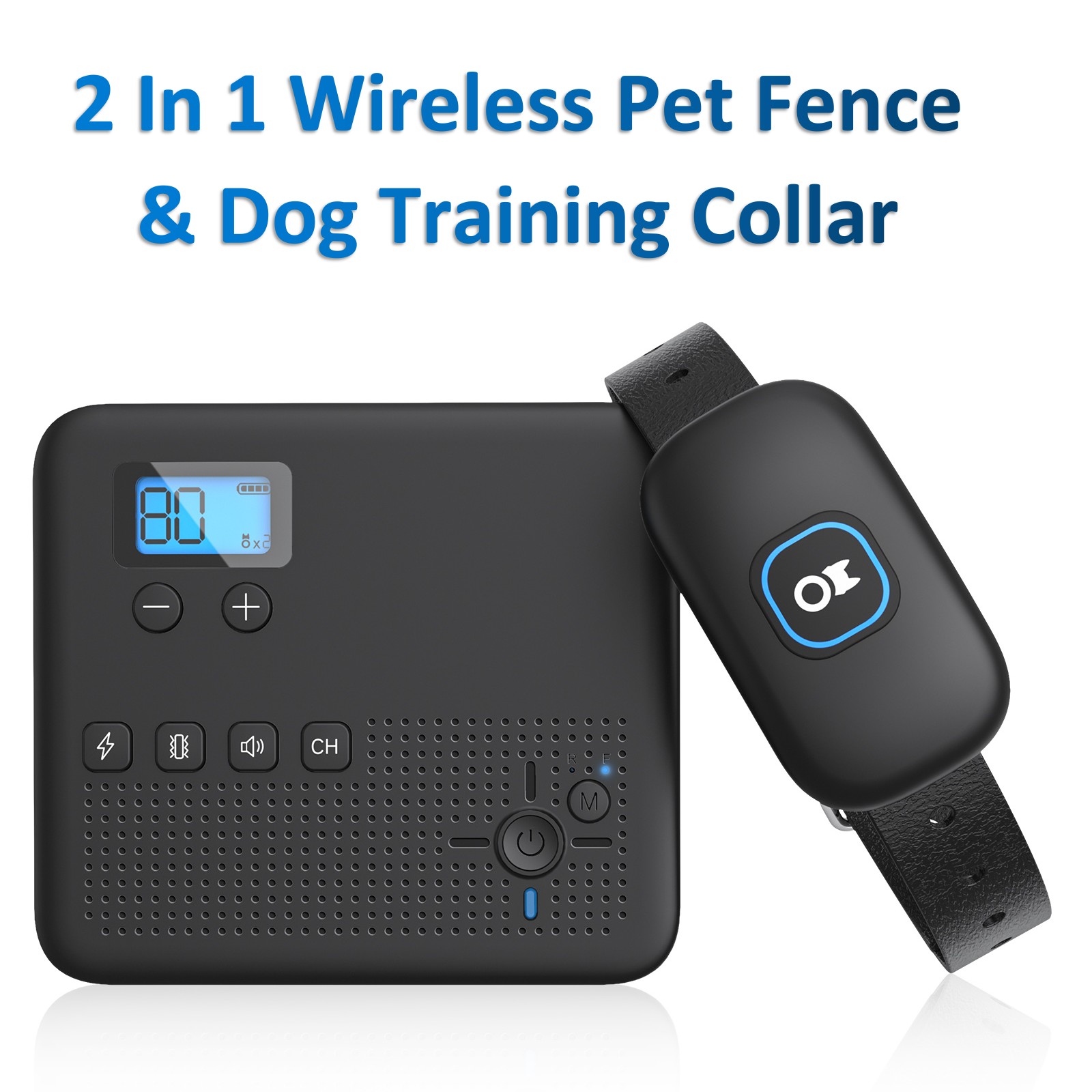 2 In 1 Electric Pet Wireless Fence Dog Training Collar Anti Runaway Up to 3 Dogs Outdoor Pet Containment System Rechargeable