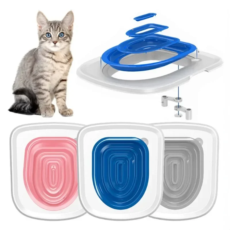 2024 Plastic Cat Toilet Training Kit Reusable Puppy Cat Litter Mat Cat Toilet Trainer Toilet Pets Cleaning Cats Training Product